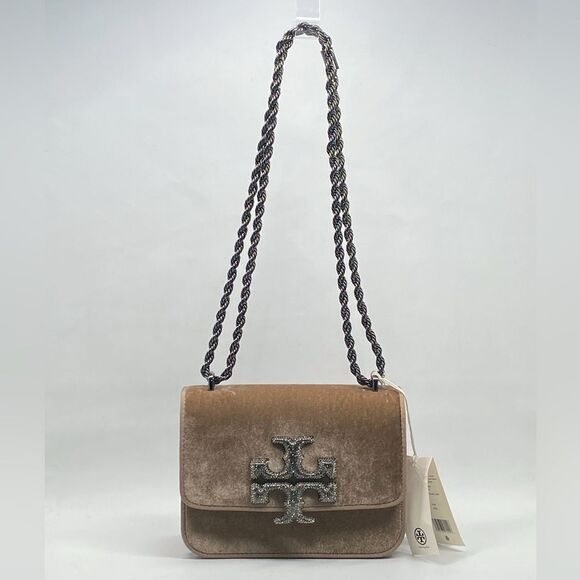 Tory Burch Eleanor Velvet Pavé Logo Small Convertible Shoulder Bag - Picture 15 of 16